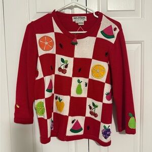 Jack B Quick Cotton Long Sleeve fruit patchwork sweater
